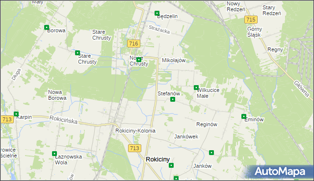 mapa Stefanów gmina Rokiciny, Stefanów gmina Rokiciny na mapie Targeo