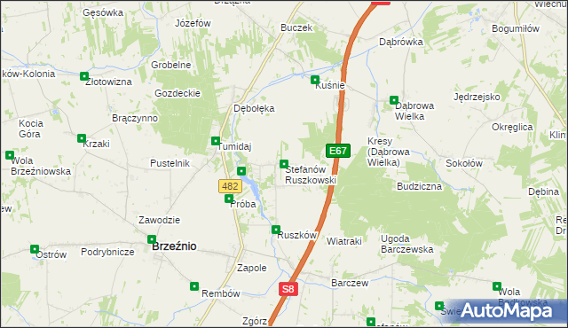 mapa Stefanów Ruszkowski, Stefanów Ruszkowski na mapie Targeo