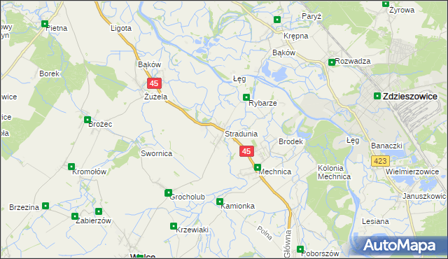 mapa Stradunia, Stradunia na mapie Targeo