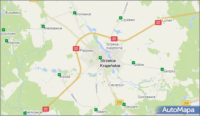 mapa Strzelce Krajeńskie, Strzelce Krajeńskie na mapie Targeo