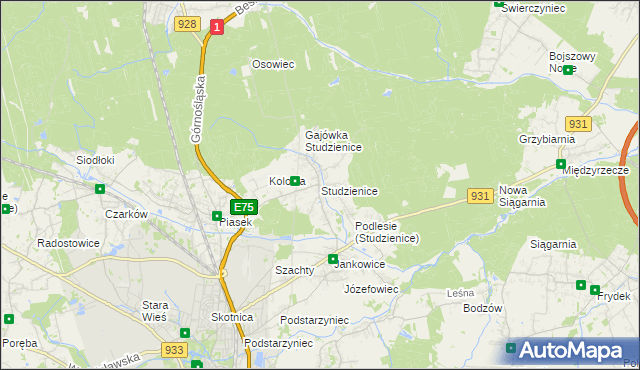 mapa Studzienice gmina Pszczyna, Studzienice gmina Pszczyna na mapie Targeo