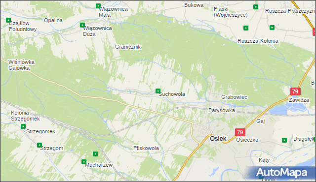 mapa Suchowola gmina Osiek, Suchowola gmina Osiek na mapie Targeo