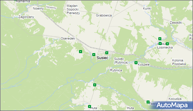 mapa Susiec, Susiec na mapie Targeo