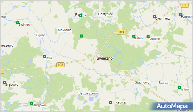 mapa Świerzno powiat kamieński, Świerzno powiat kamieński na mapie Targeo