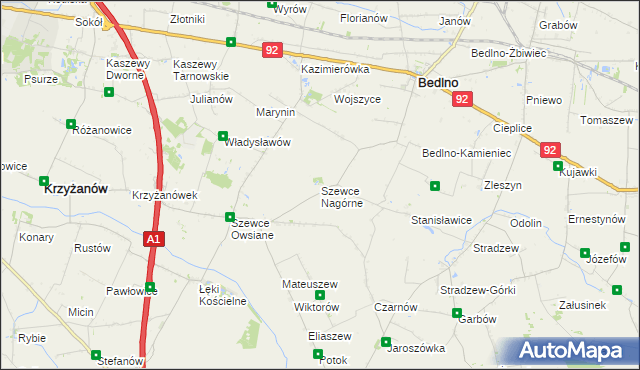 mapa Szewce Nagórne, Szewce Nagórne na mapie Targeo