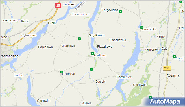 mapa Szydłowo gmina Trzemeszno, Szydłowo gmina Trzemeszno na mapie Targeo