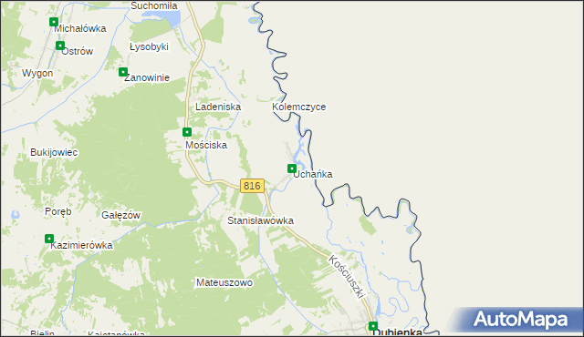 mapa Uchańka, Uchańka na mapie Targeo