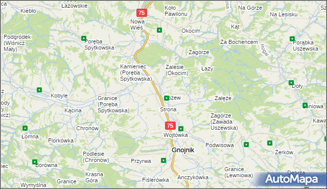 mapa Uszew, Uszew na mapie Targeo