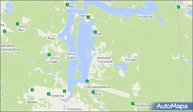 mapa Wdzydze Tucholskie, Wdzydze Tucholskie na mapie Targeo