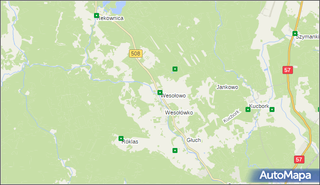 mapa Wesołowo gmina Wielbark, Wesołowo gmina Wielbark na mapie Targeo