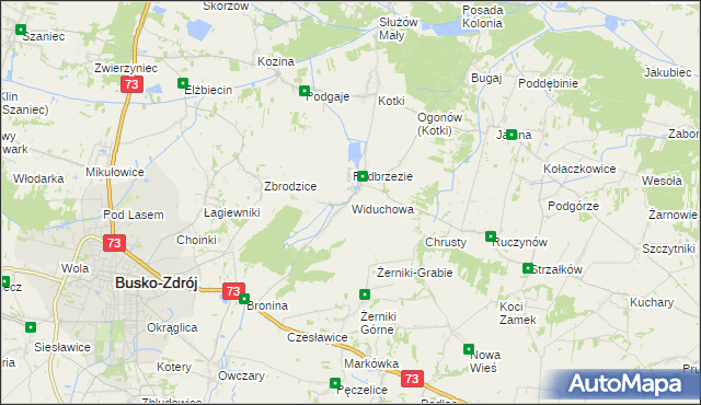 mapa Widuchowa gmina Busko-Zdrój, Widuchowa gmina Busko-Zdrój na mapie Targeo