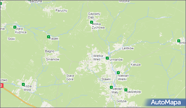 mapa Wielka Wieś gmina Stąporków, Wielka Wieś gmina Stąporków na mapie Targeo