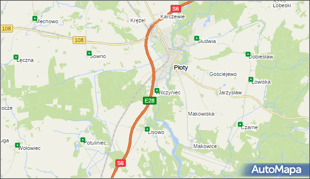 mapa Wilczyniec gmina Płoty, Wilczyniec gmina Płoty na mapie Targeo