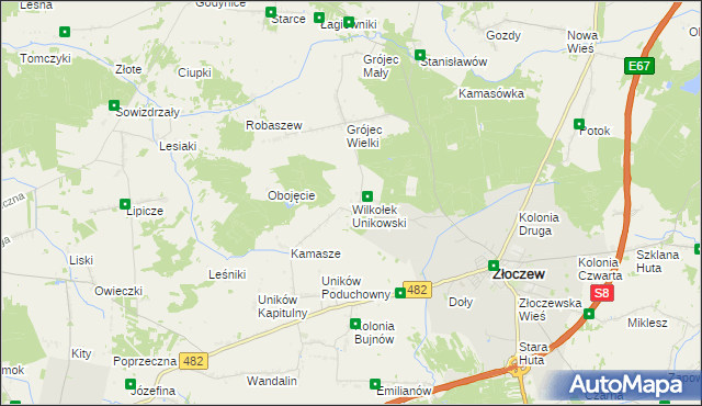 mapa Wilkołek Unikowski, Wilkołek Unikowski na mapie Targeo