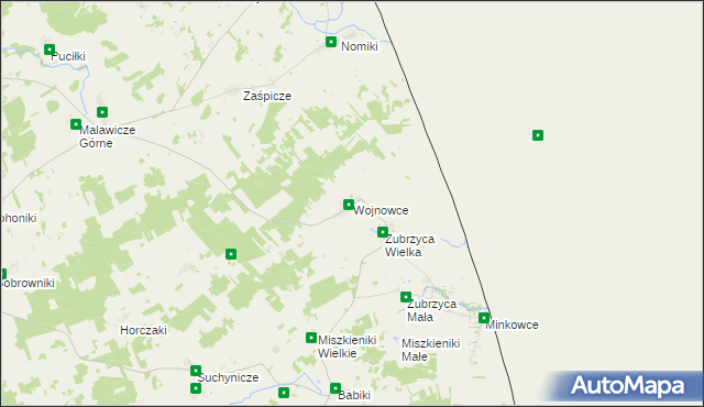 mapa Wojnowce gmina Szudziałowo, Wojnowce gmina Szudziałowo na mapie Targeo