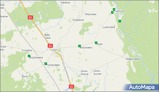 mapa Wojnówko gmina Okonek, Wojnówko gmina Okonek na mapie Targeo