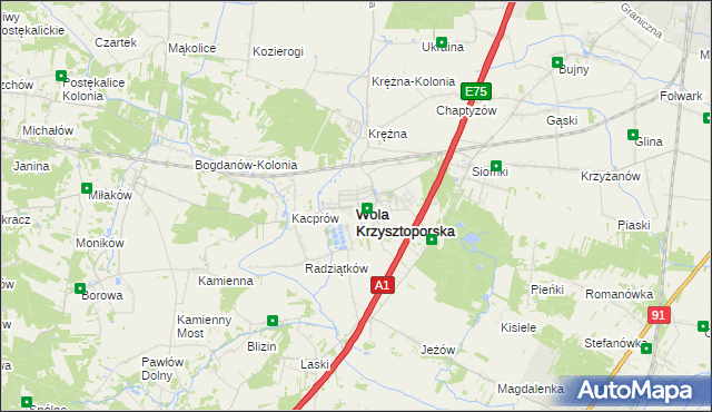 mapa Wola Krzysztoporska, Wola Krzysztoporska na mapie Targeo