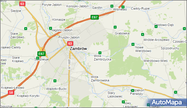 mapa Wola Zambrzycka, Wola Zambrzycka na mapie Targeo