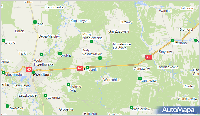 mapa Wygwizdów gmina Przedbórz, Wygwizdów gmina Przedbórz na mapie Targeo