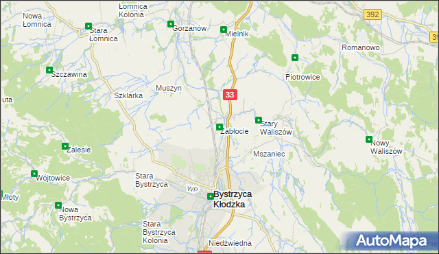 mapa Zabłocie gmina Bystrzyca Kłodzka, Zabłocie gmina Bystrzyca Kłodzka na mapie Targeo