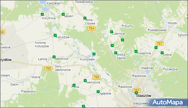mapa Zagrody gmina Staszów, Zagrody gmina Staszów na mapie Targeo