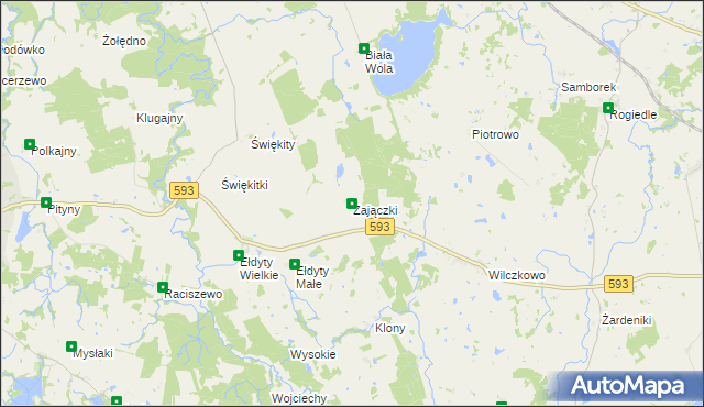 mapa Zajączki gmina Lubomino, Zajączki gmina Lubomino na mapie Targeo