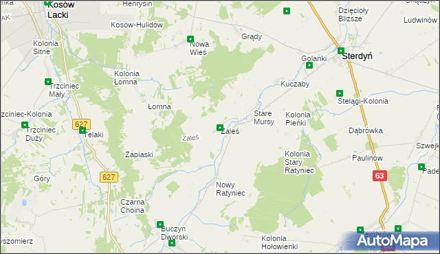 mapa Zaleś gmina Sterdyń, Zaleś gmina Sterdyń na mapie Targeo