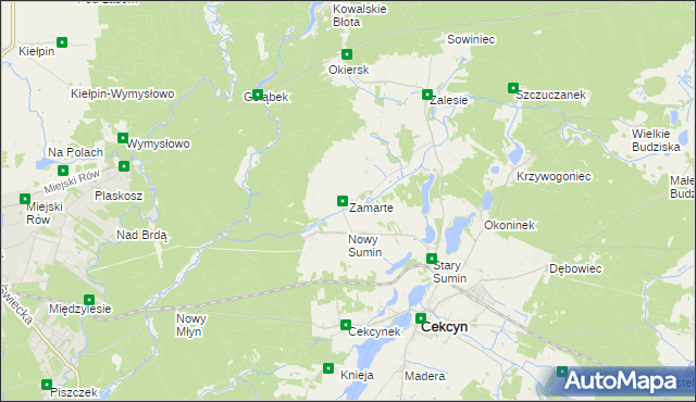 mapa Zamarte gmina Cekcyn, Zamarte gmina Cekcyn na mapie Targeo