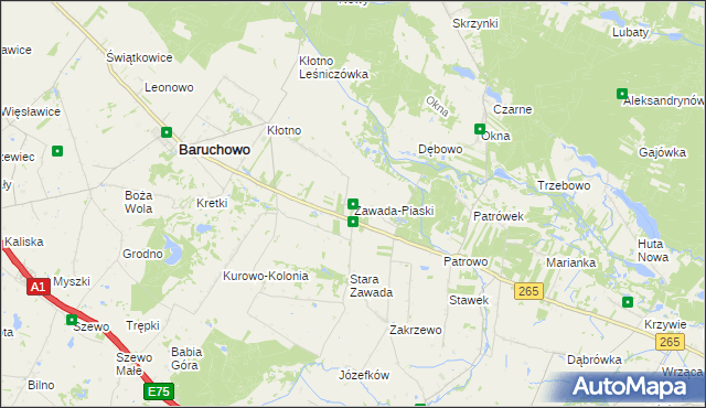 mapa Zawada-Piaski, Zawada-Piaski na mapie Targeo