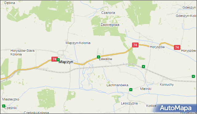 mapa Zawalów, Zawalów na mapie Targeo