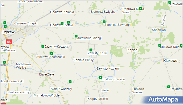 mapa Zawisty, Zawisty na mapie Targeo