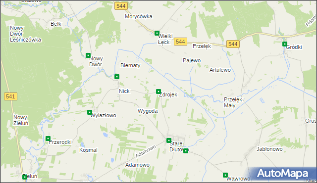mapa Zdrojek gmina Lidzbark, Zdrojek gmina Lidzbark na mapie Targeo