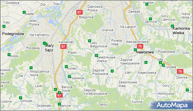 mapa Żeleźnikowa Wielka, Żeleźnikowa Wielka na mapie Targeo