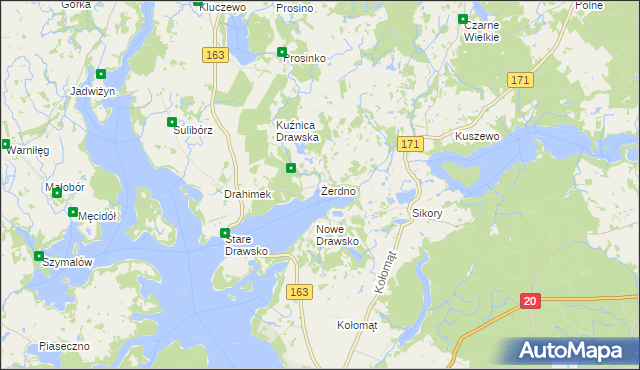 mapa Żerdno, Żerdno na mapie Targeo