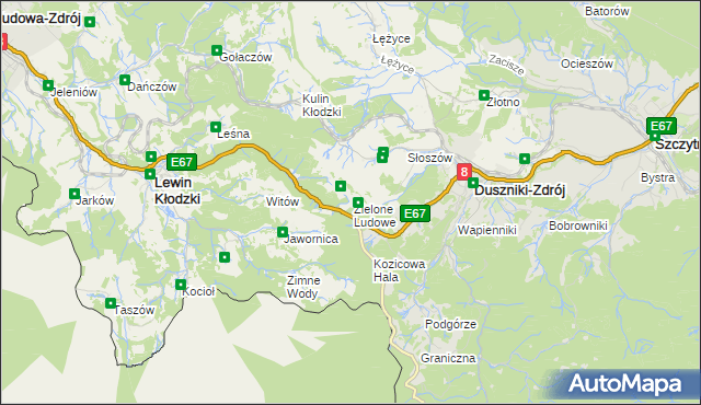 mapa Zielone Ludowe, Zielone Ludowe na mapie Targeo