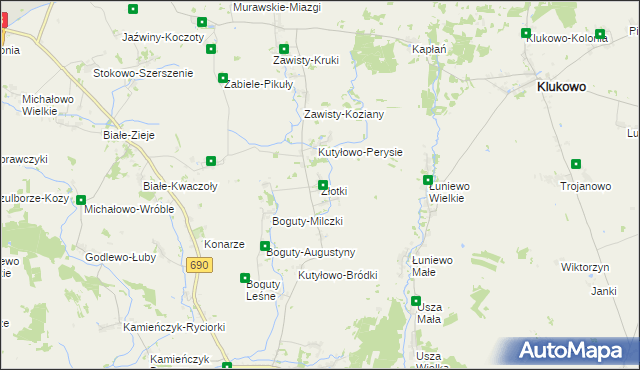 mapa Złotki gmina Boguty-Pianki, Złotki gmina Boguty-Pianki na mapie Targeo