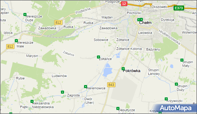 mapa Żółtańce, Żółtańce na mapie Targeo