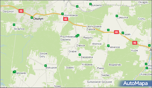 mapa Zrębice, Zrębice na mapie Targeo