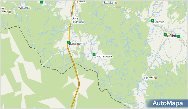 mapa Zyndranowa, Zyndranowa na mapie Targeo