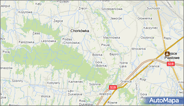 mapa Bóbrka gmina Chorkówka, Bóbrka gmina Chorkówka na mapie Targeo
