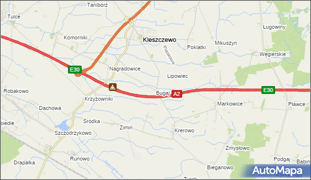 mapa Bugaj gmina Kleszczewo, Bugaj gmina Kleszczewo na mapie Targeo