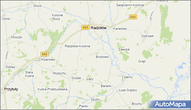 mapa Brodowo gmina Radziłów, Brodowo gmina Radziłów na mapie Targeo