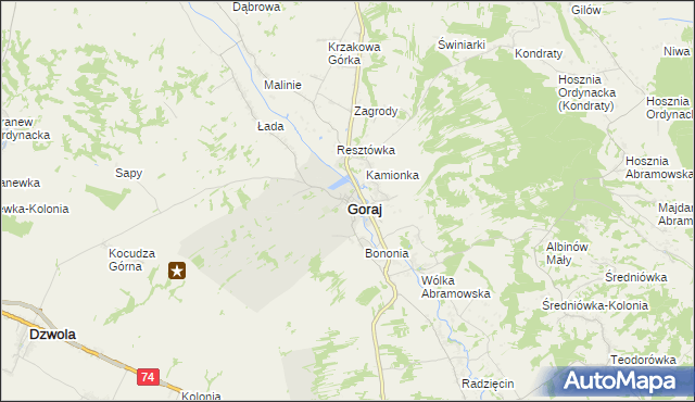mapa Goraj powiat biłgorajski, Goraj powiat biłgorajski na mapie Targeo