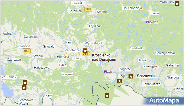 mapa Krościenko nad Dunajcem, Krościenko nad Dunajcem na mapie Targeo