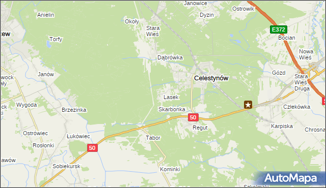 mapa Lasek gmina Celestynów, Lasek gmina Celestynów na mapie Targeo