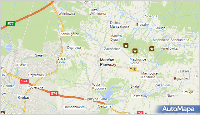 mapa Masłów Pierwszy, Masłów Pierwszy na mapie Targeo