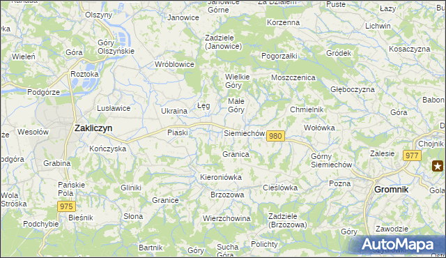 mapa Siemiechów gmina Gromnik, Siemiechów gmina Gromnik na mapie Targeo
