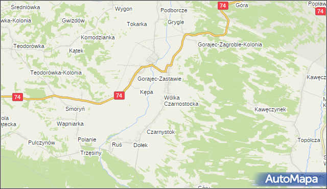 mapa Wólka Czarnostocka, Wólka Czarnostocka na mapie Targeo