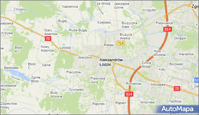 mapa Aleksandrów Łódzki, Aleksandrów Łódzki na mapie Targeo