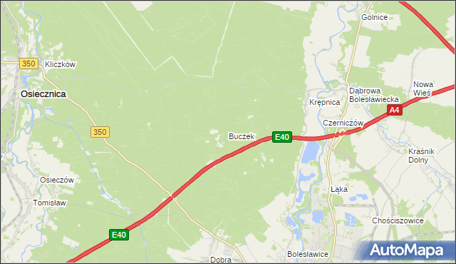 mapa Buczek gmina Bolesławiec, Buczek gmina Bolesławiec na mapie Targeo
